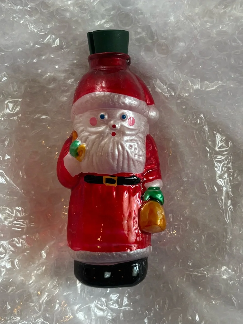 Vintage Avon Red Santa Claus Molded Glass Light Cover/ Ornament